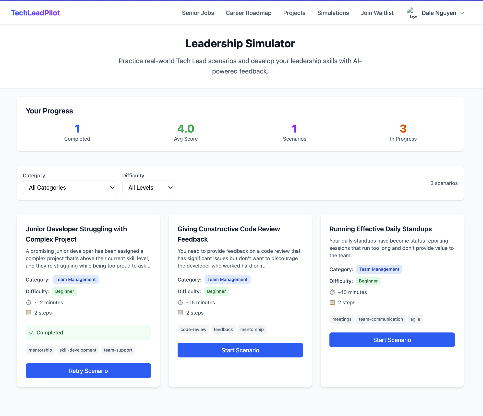 TechLeadPilot (Leadership Simulator)